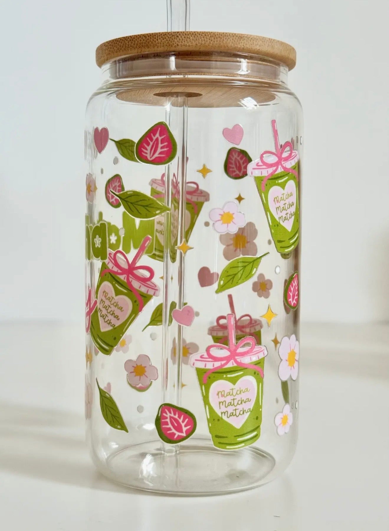 Vaso de Vidrio Matcha Girly | 550 ml
