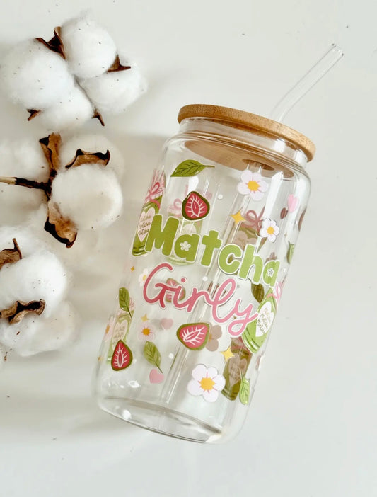 Vaso de Vidrio Matcha Girly | 550 ml