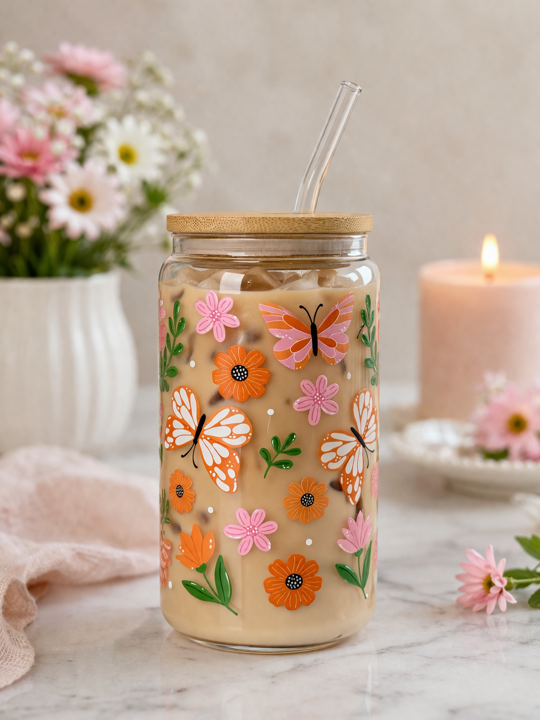 Vaso de Vidrio Butterfly Garden